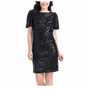 HILARY RADLEY Black Sequin Dress Size Small